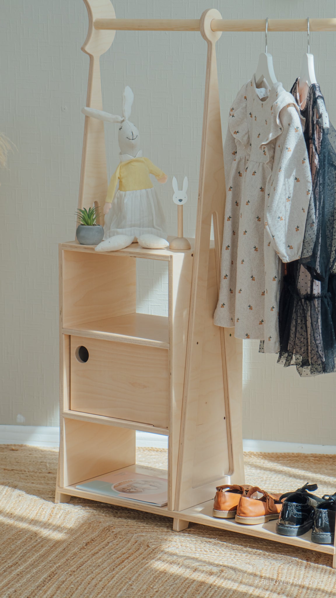 Montessori-inspired kids wardrobe that empowers children to access their clothes and toys independently.