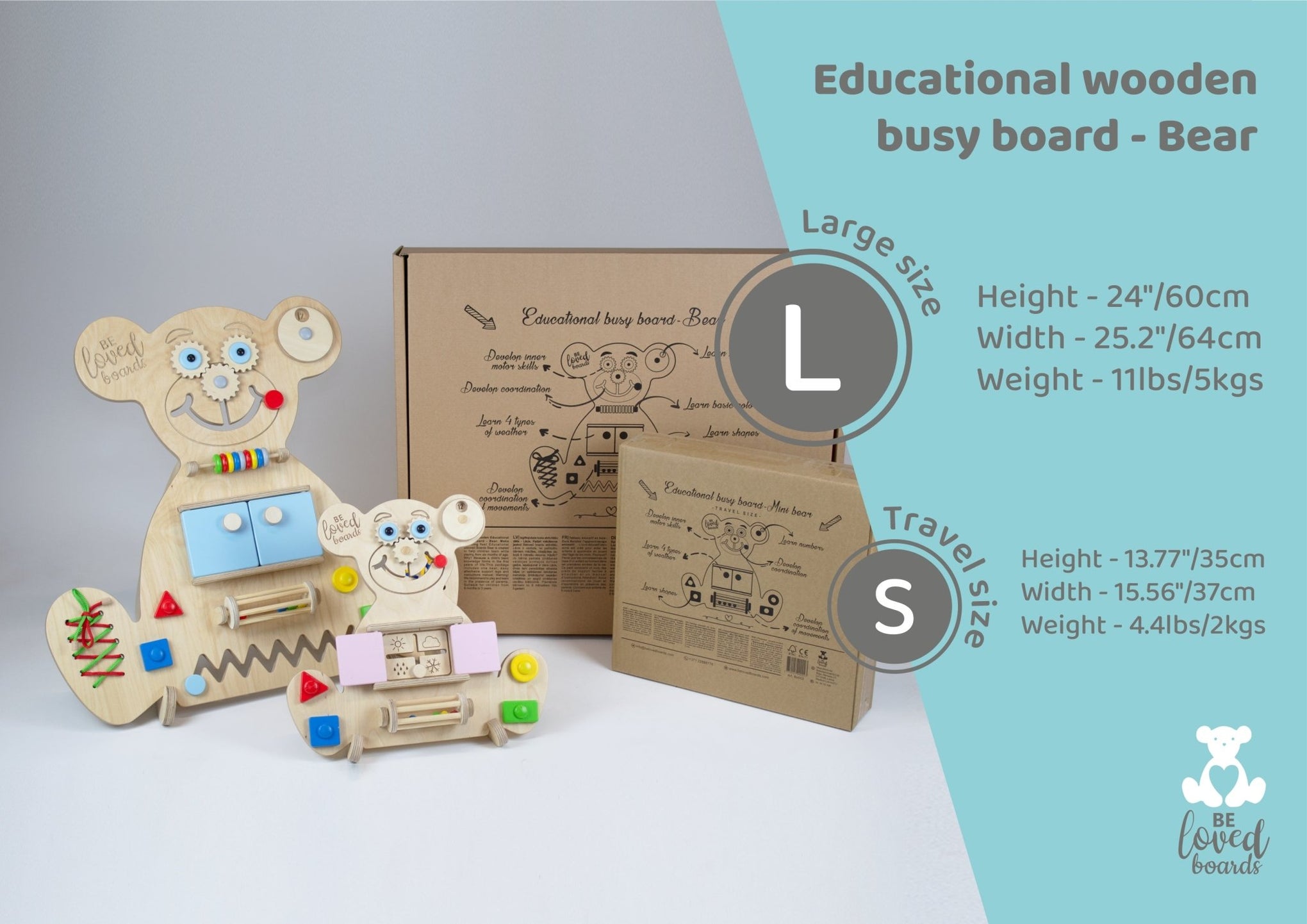Wooden busy board - Bear - Beloved boards